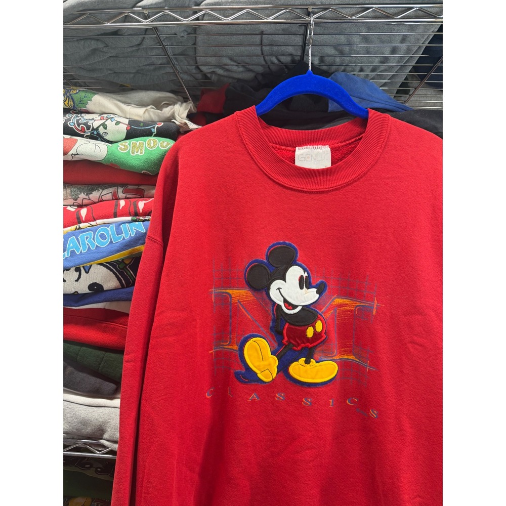 Vintage Genus Mickey Mouse Classics Sweatshirt Red Embroidered Made in USA XL